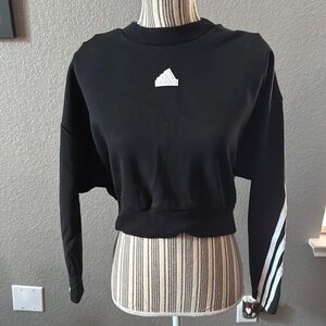 Adidas Black Boxy Crop Hoodie with Long Sleeves